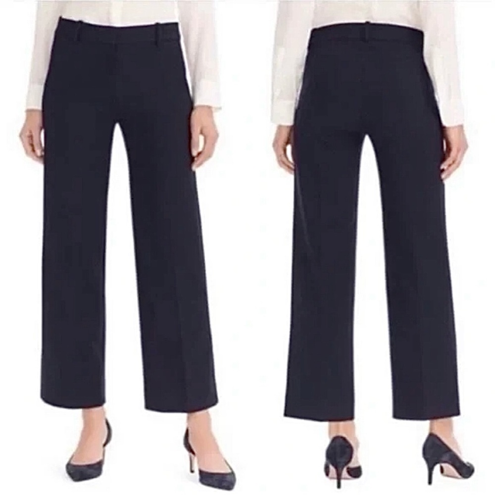 J Crew Peyton High Rise Wide Leg Crop Pants Navy Size 10